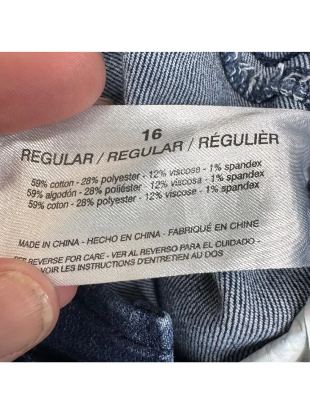 Vintage America Womens Paperbag Waist Denim Pants Size 16 Regular Blue Cotton